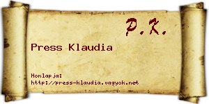 Press Klaudia névjegykártya